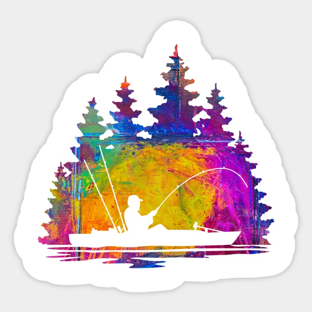 Kayak Fishing Painterly Abstract Silhouette Sticker by SAMMO